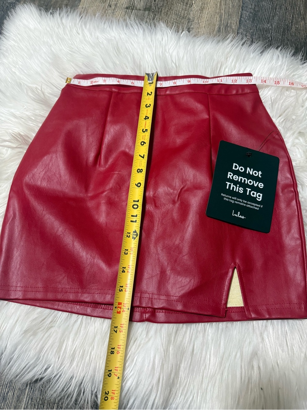 Lulu’s corte vegan faux leather red mini skirt Y2K small new with tag - Picture 8 of 9
